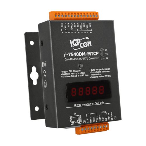 I-7540DM-MTCP CR | CAN to Ethernet / Modbus TCP / Modbus RTU Converter (Metal Case)